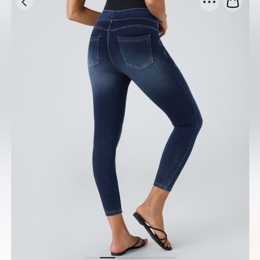 Halara High Waist Multiple Pockets Stretch Knit denim Leggings denim NWT